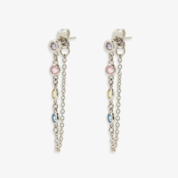 Pastel Gemstone Chain Drop Earrings