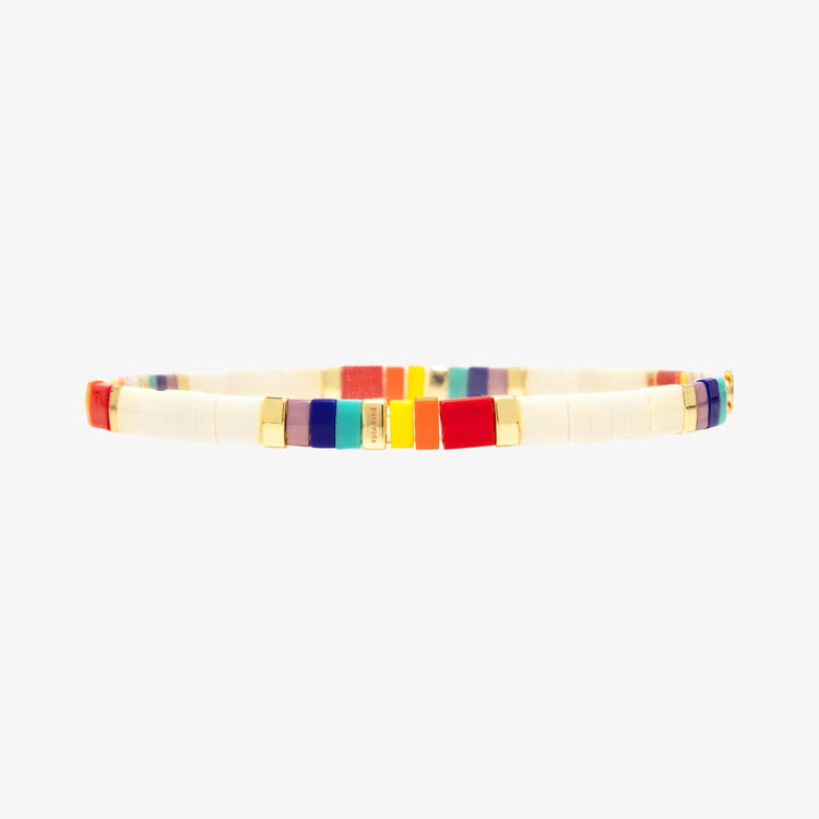 Rainbow Tile Bead Stretch Bracelet